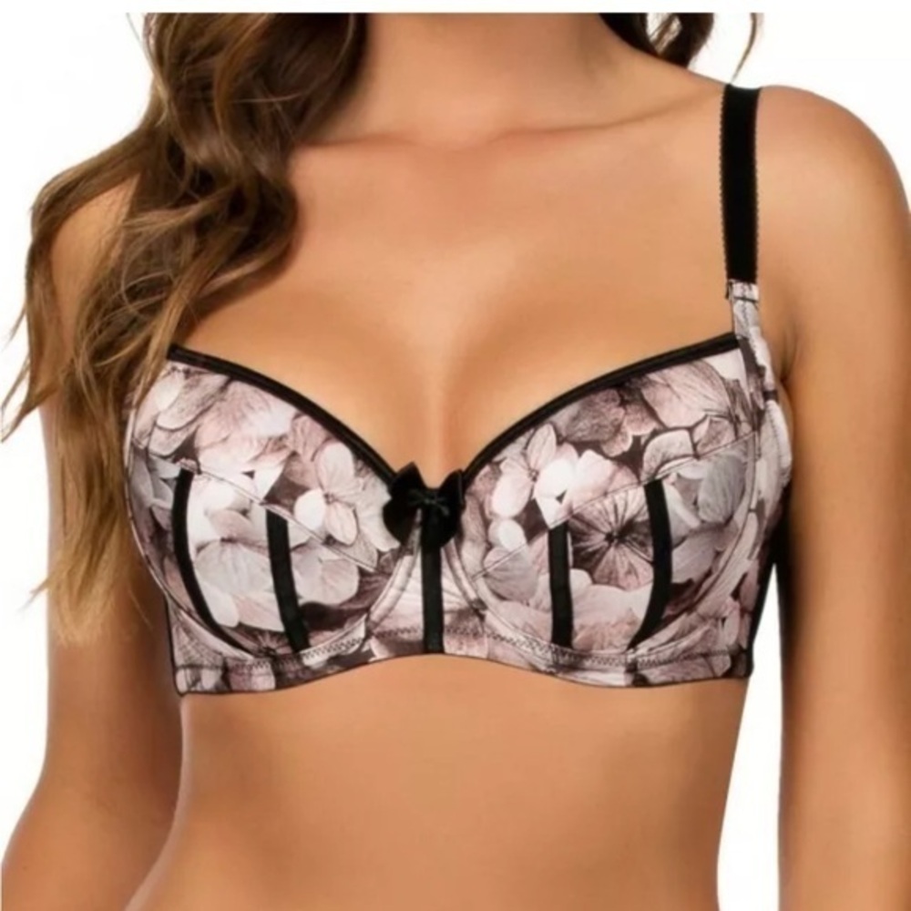 Parfait Charlotte Foam Lined Side Support Bra Push-Up Hook & Eye wired  Floral